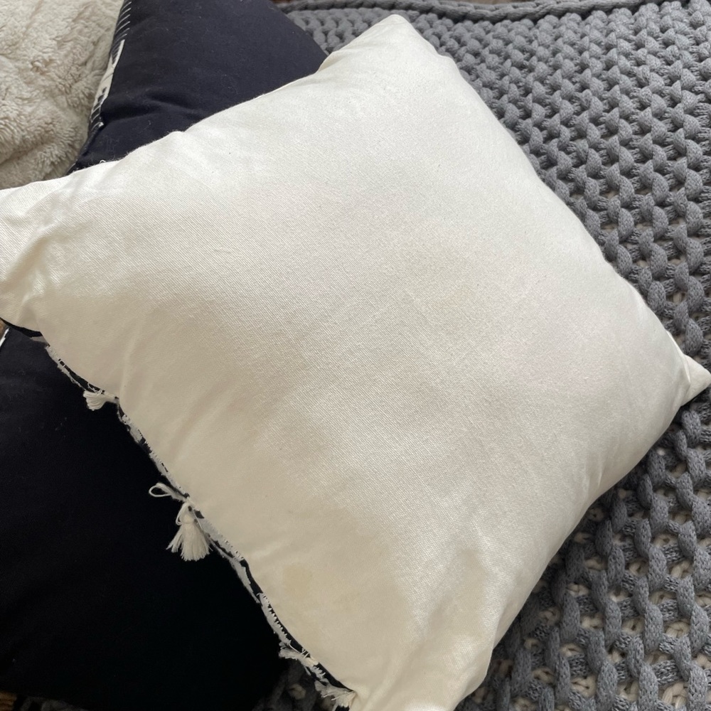Spectre Black & Cream Bohemian Tassel Poly Fill Throw Pillow (20" x 20") - Picture 2 of 6